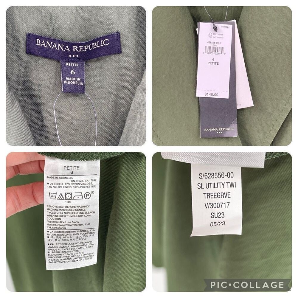 Banana Republic Factory Sleeveless Twill Wrap Maxi Dress Belted Green 6 Petite - Picture 8 of 8